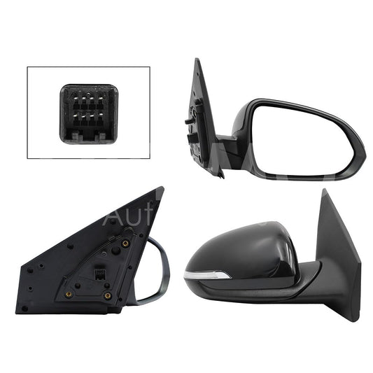 KIA RIO 2018 2019 2020 2021 2022 2023 ESPEJO DER ELECT NEGRO P/PINTAR C/LUZ DIREC C/DESEM ELECTROABATIBLE (8PINES)