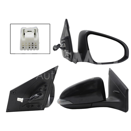TOYOTA YARIS 2016 2017 2018 2019 2020 2021 2022 ESPEJO DER ELECT NEGRO P/PINTAR C/LUZ DIRECCIONAL (5PINES) (SEDAN/H-BACK)