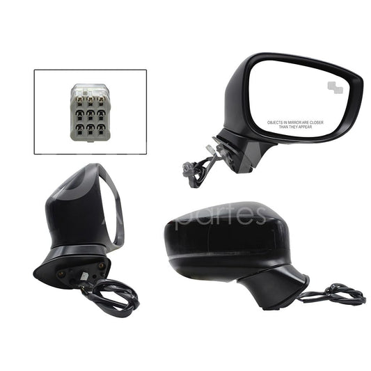 MAZDA CX-5 2018 2019 2020 2021 2022 2023 2024 2025 ESPEJO DER ELECT NEGRO P/PINTAR C/LUZ DIREC C/DESEM C/DETECTOR PU CIE (7PINES)