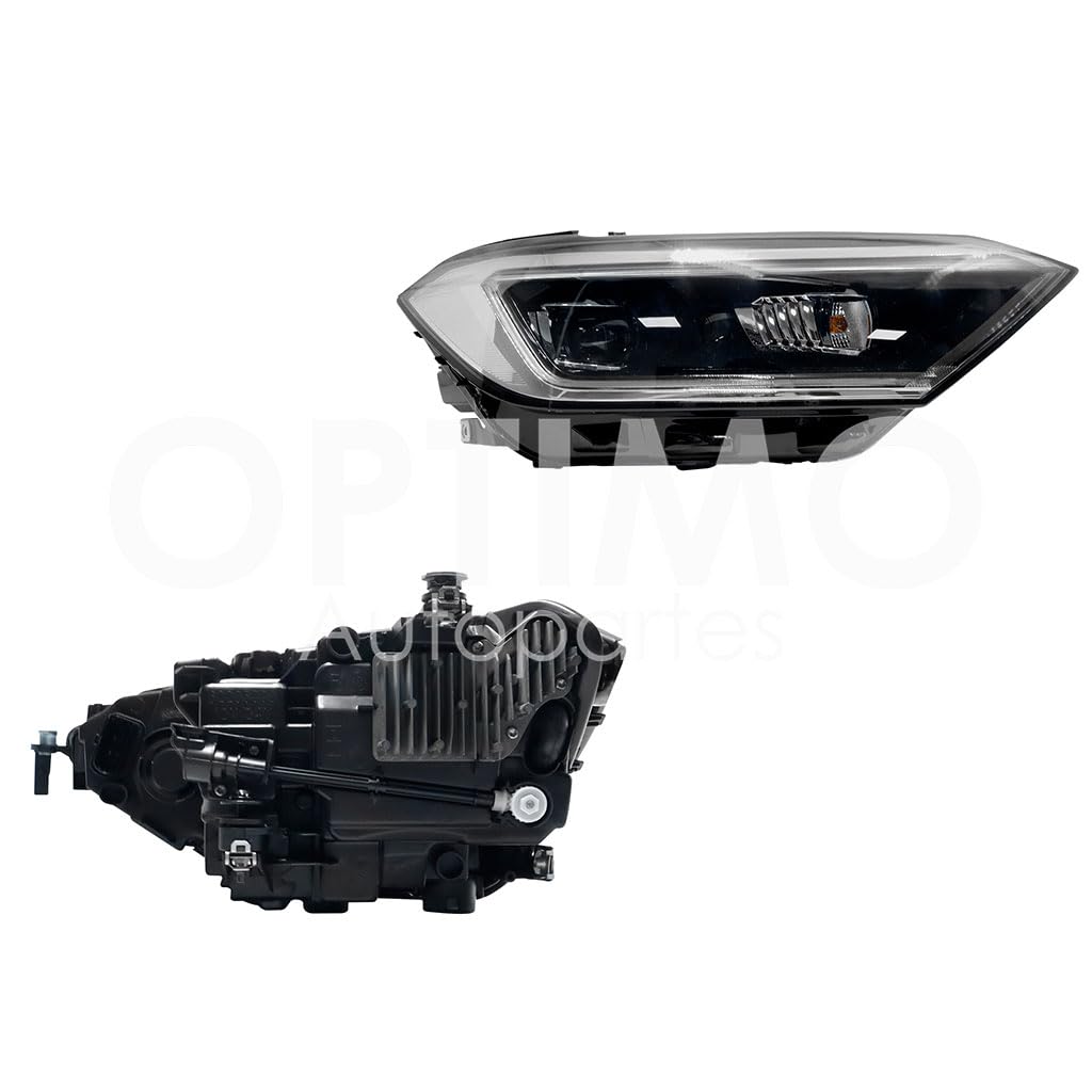 Faro Derecho Compatible con JETTA A7 2019 2020 2021 2022 2023 2024 F/NEGRO C/LED C/LUPA C/MICA BLANCA (VERSION HIGHLINE-GLI)
