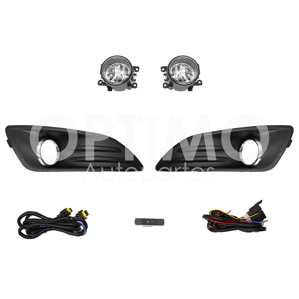 FORD FIESTA 2014 2015 2016 2017 2018 2019 KIT FARO AUX C/CABLES C/REJILLAS ARILLO CROMO C/FOCOS