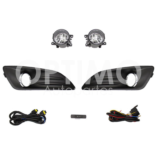 FORD FIESTA 2014 2015 2016 2017 2018 2019 KIT FARO AUX C/CABLES C/REJILLAS ARILLO CROMO C/FOCOS