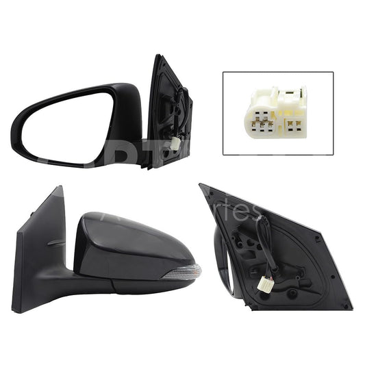 TOYOTA COROLLA 2014 2015 2016 2017 2018 2019 ESPEJO IZQ ELECT NEGRO P/PINTAR C/LUZ DIRECCIONAL C/DESEMPAÑANTE (7PINES)