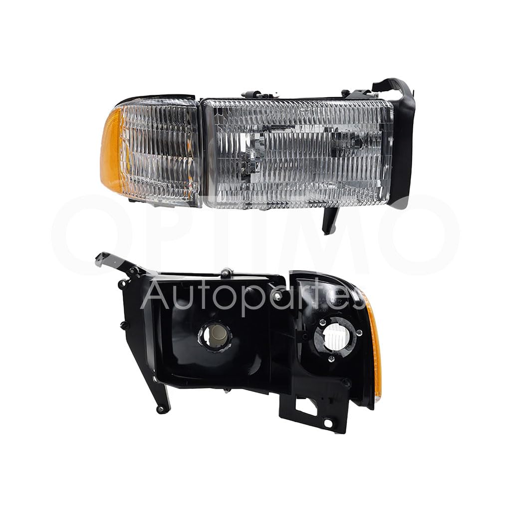 Faro Derecho Compatible con RAM 1500 1994 1995 1996 1997 1998 1999 2000 2001 F/CROMADO C/CUARTO C/CARCAZA C/MICA AMBAR