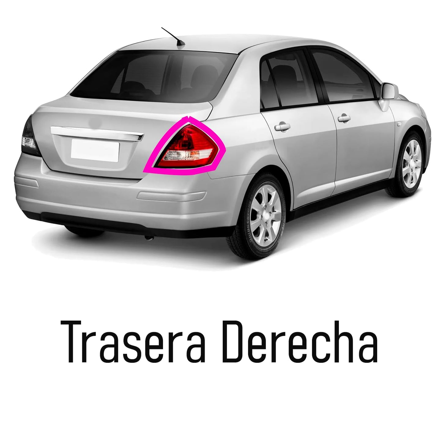 Calavera Derecha compatible con Tiida Sedan 2006 2007 2008 2009 2010 2011 2012 2013 2014 2015 2016 2017 | Sin Arnes | 4 Puertas | Rojo Blanco