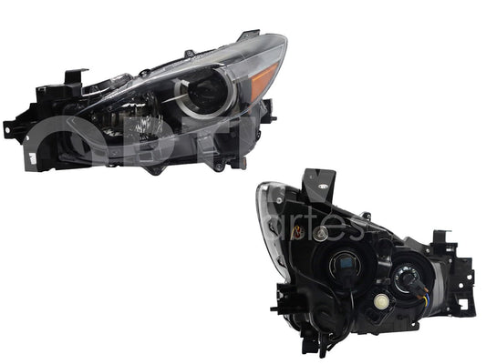 Faro Izquierdo Compatible con MAZDA 3 2017 2018 F/NEGRO C/LUPA C/MICA AMBAR HALOGENO (SEDAN/H-BACK)