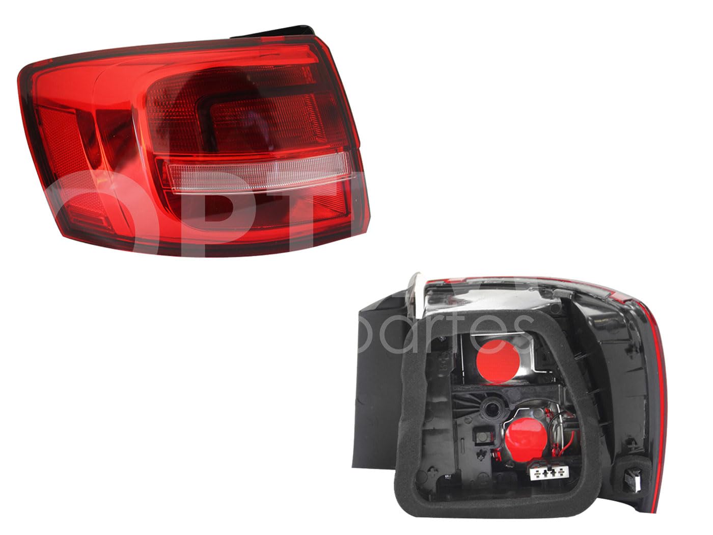 Calavera Izquierda Exterior Compatible con JETTA A6 BICENTENARIO 2015 2016 2017 2018 S/ARNES CLARA (ROJO/BLANCO)