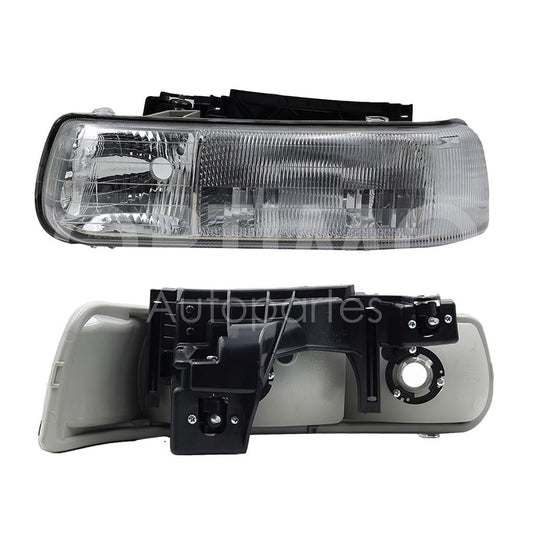 1999 - 2002  CHEVROLET SILVERADO FARO IZQ F/CROMADO C/BASE (SUBURBAN 00-03/SONORA 00-06)