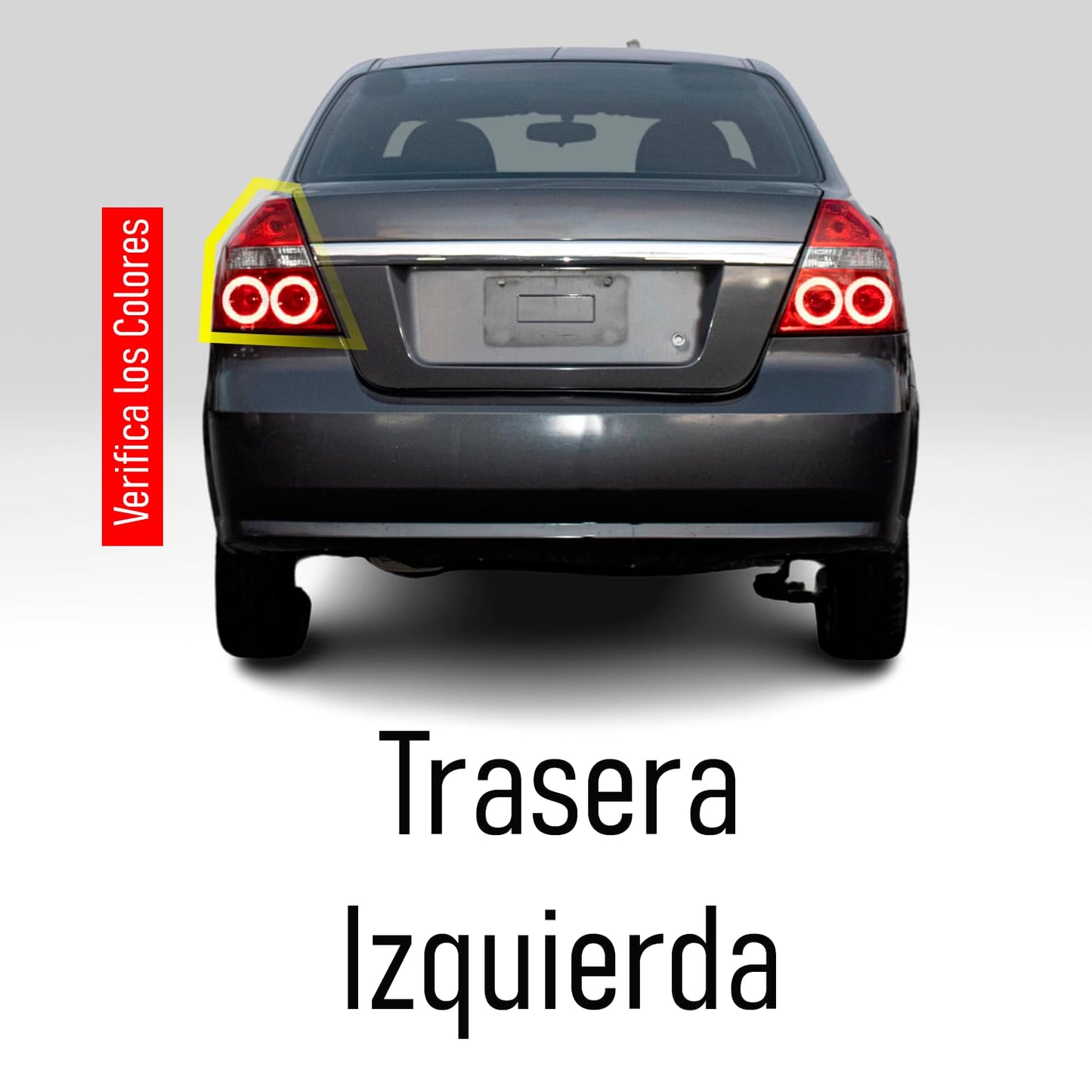 Calavera Izquierda compatible con Aveo 2012 2013 2014 2015 2016 2017 | Sin Arnes | Color Rojo y Blanco |