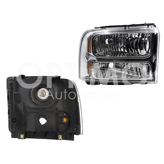 Faro Derecho Compatible con F-350 SUPER DUTY 2005 2006 2007 F/CROMADO C/MICA AMBAR (F-450/F-550/EXCURSION)