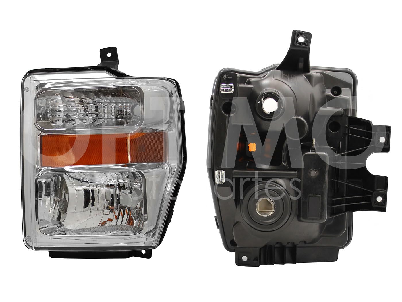 Faro Izquierdo Compatible con F-350 SUPER DUTY 2008 2009 2010 F/CROMADO C/MICA AMBAR (F-450/F-550)