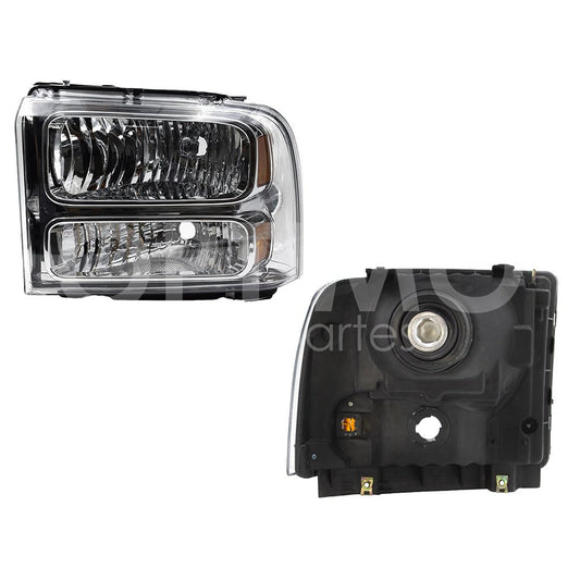 Faro Izquierdo Compatible con F-350 SUPER DUTY 2005 2006 2007 F/CROMADO C/MICA AMBAR (F-450/F-550/EXCURSION)
