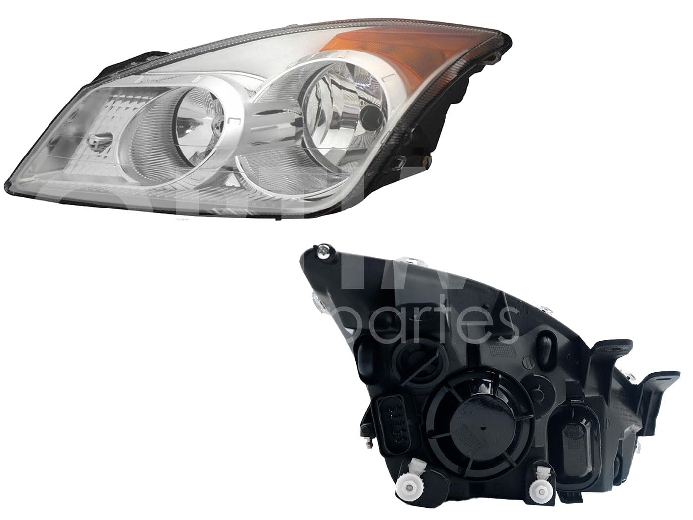 Faro Izquierdo Compatible con FIESTA FIRST SEDAN 2008 2009 2010 F/CROMADO C/MICA AMBAR 4PTAS