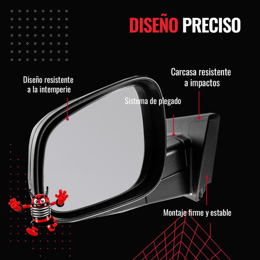 NISSAN X-TRAIL 2023 2024 ESPEJO IZQ ELECT NEGRO P/PINTAR C/LUZ DIREC C/DESEM C/DETECTOR PU CIEGO (7PINES)