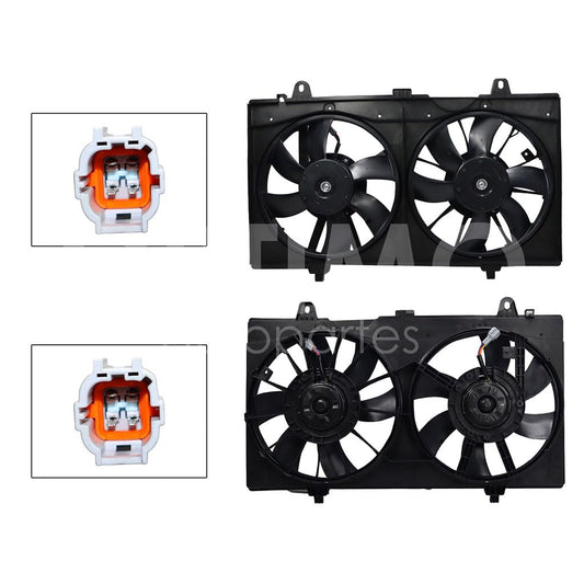 Moto Ventilador Compatible con SENTRA B16 2.0L/2.5L 2007 2008 2009 2010 2011 2012 C/AIRE > Con Tolva > Sin Resistencia 4PIN (2ASPAS)