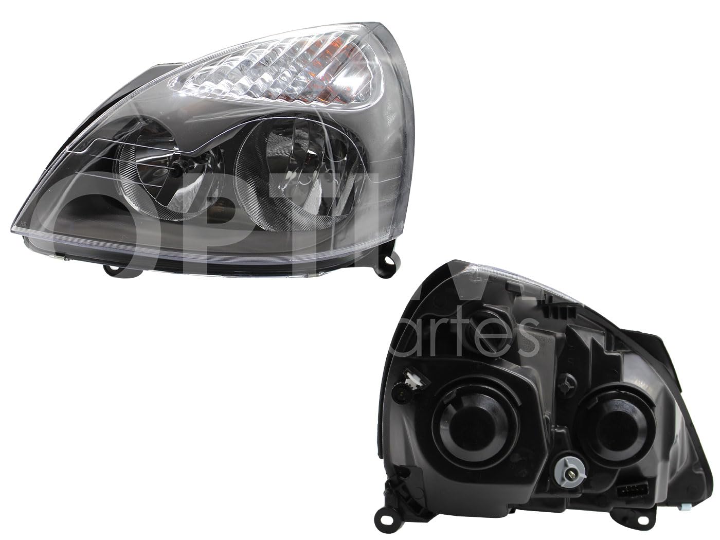 Faro Izquierdo Compatible con CLIO 2002 2003 2004 2005 2006 2007 2008 2009 2010 F/CROMADO CON GRIS