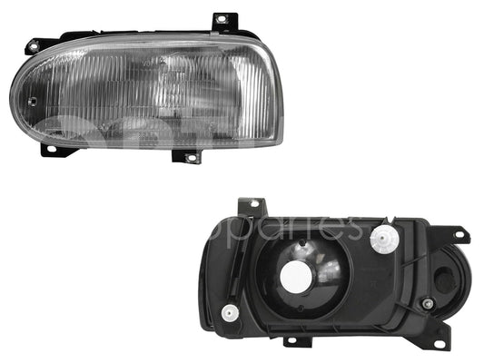 Faro Izquierdo Compatible con GOLF A3 1993 1994 1995 1996 1997 1998 F/CROMADO C/BASE PLASTICO VIDRIO RAYADO