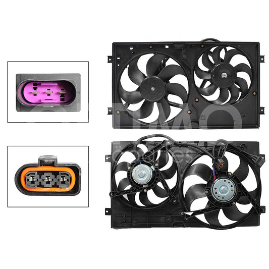 Moto Ventilador Compatible con BEETLE 1.8L/1.9L/2.0L 1998 1999 2000 2001 2002 2003 2004 2005 2006 2007 2008 2009 2010 2011 C/AIRE > Con Tolva > Sin Resistencia 3PIN (2ASPAS)