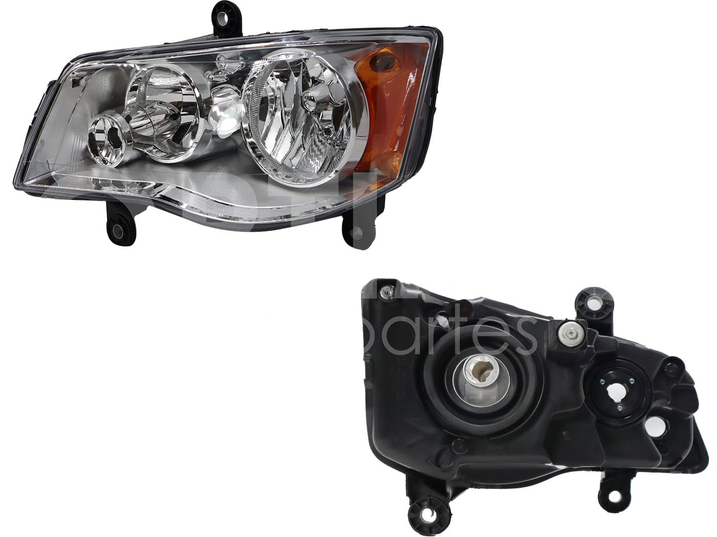 Faro Izquierdo Compatible con GRAND CARAVAN 2011 2012 2013 2014 2015 2016 2017 2018 2019 F/CROMADO C/MICA AMBAR (TOWN & COUNTRY 08-16)