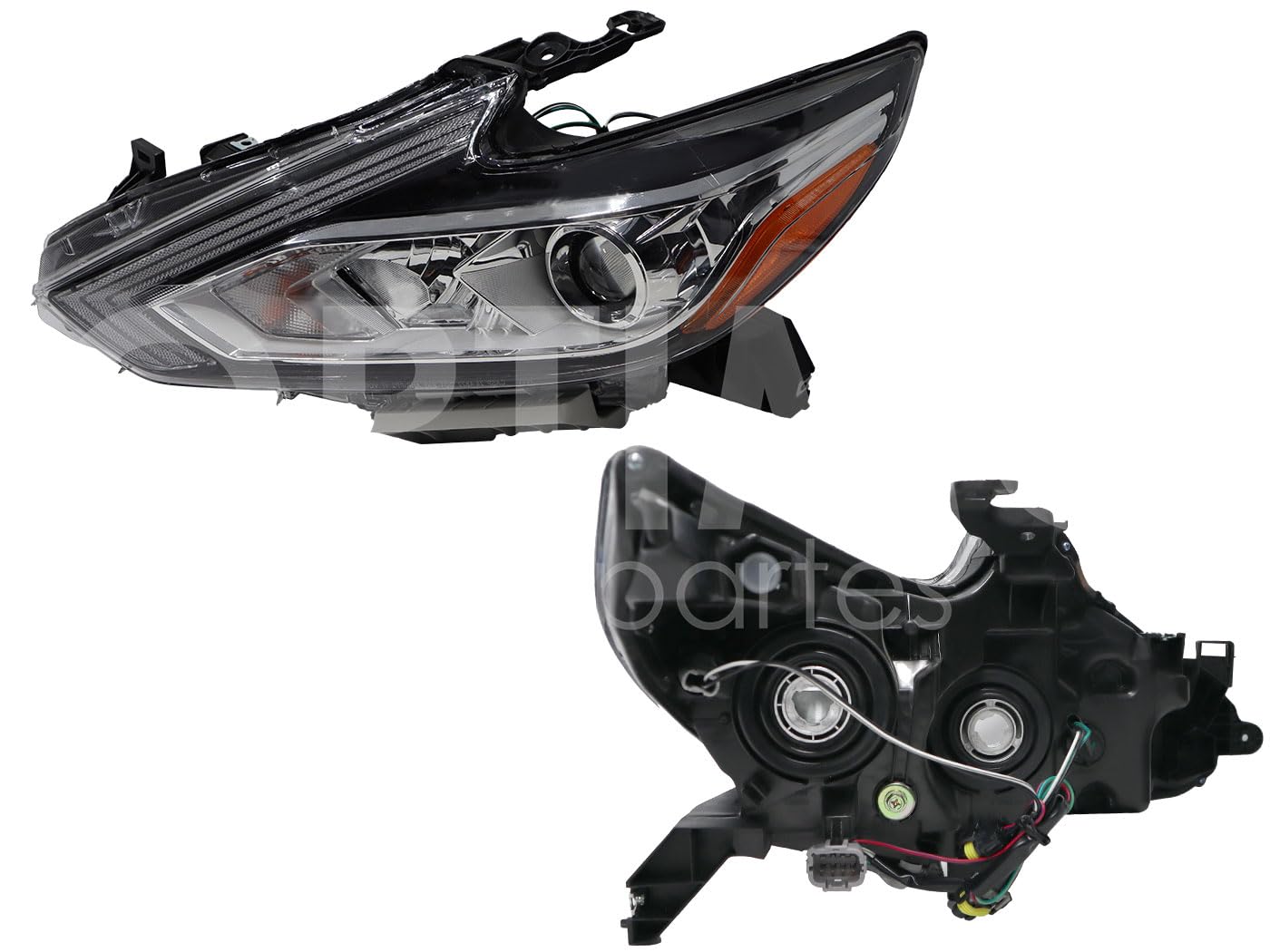 2017 - 2018  NISSAN ALTIMA FARO IZQ F/CROMADO C/LUPA C/MICA AMBAR HALOGENO