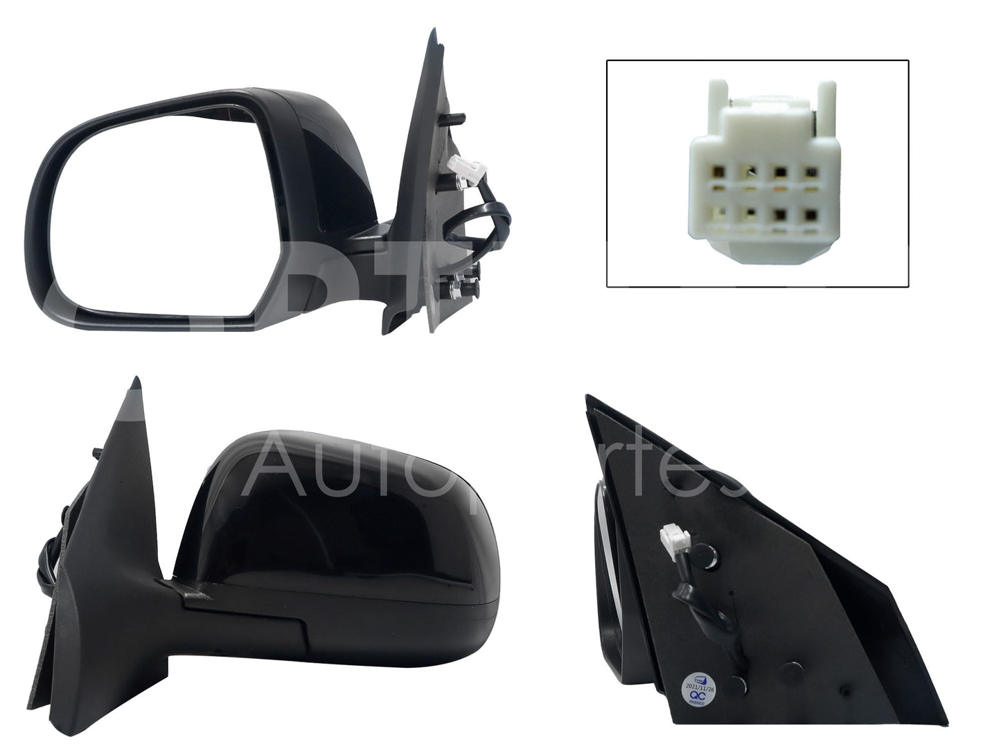 Espejo Izquierdo Electrico NEGRO Compatible con VERSA 2012 2013 2014 P/PINTAR (3PINES)