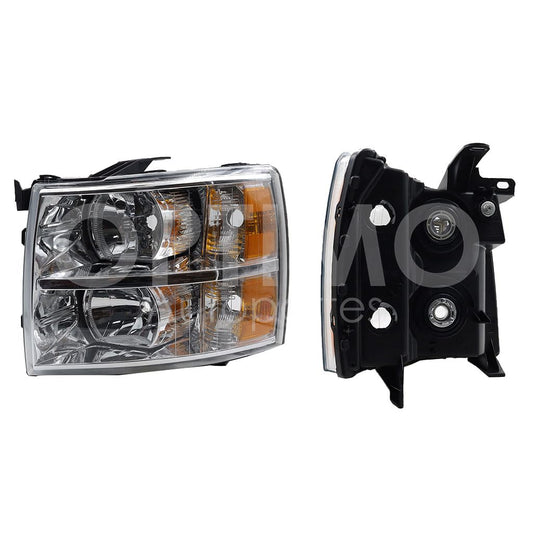 2007 - 2013  CHEVROLET SILVERADO 1500/2500 FARO IZQ F/CROMADO C/MICA AMBAR (CHEYENNE 07-13)