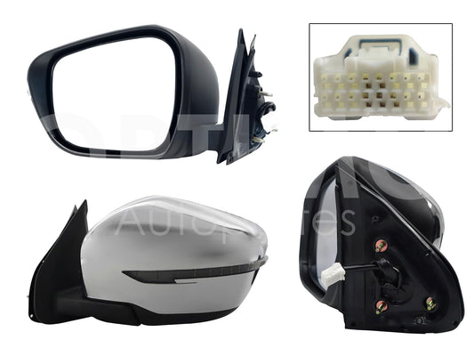 NISSAN NP-300 FRONTIER 4WD 2016 2017 2018 2019 2020 ESPEJO IZQ ELECT CROMO C/LUZ DIRECCIONAL (5PINES) (VERSION LE PLATINUM)