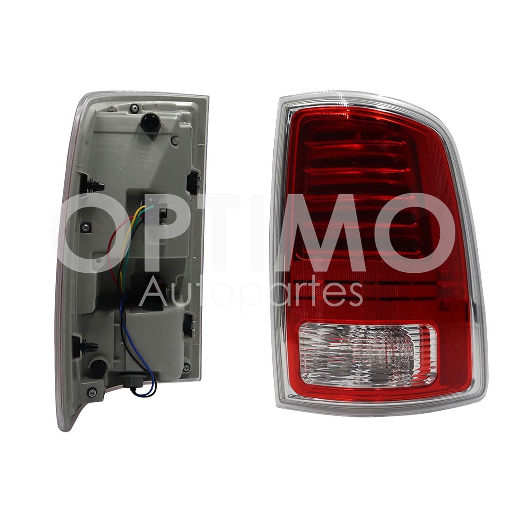 Calavera Derecha Compatible con RAM 1500/2500 2013 2014 2015 2016 2017 2018 C/ARNES C/LED FILO CROMO (BLANCO/ROJO)