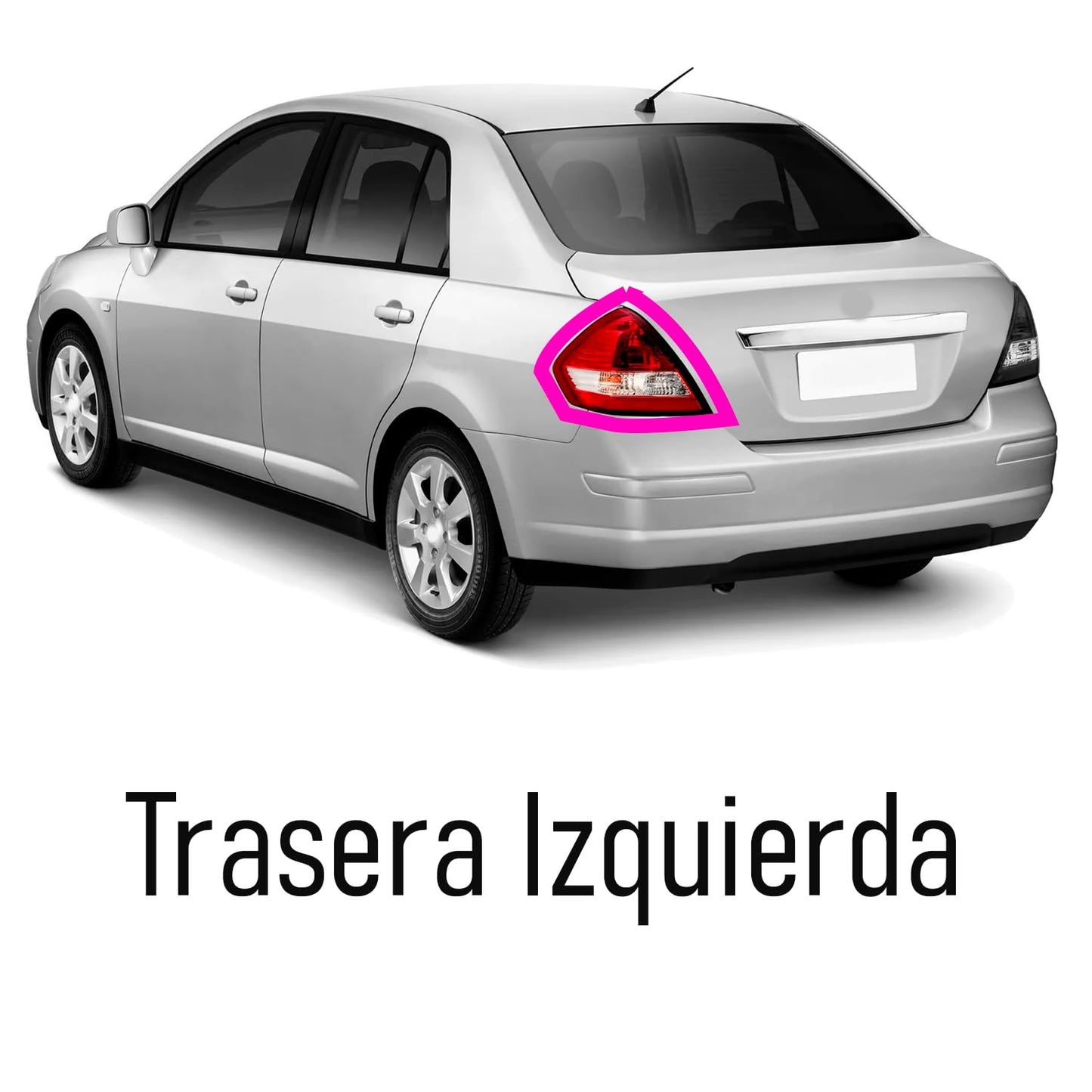 Calavera Izquierda compatible con Tiida Sedan 2006 2007 2008 2009 2010 2011 2012 2013 2014 2015 2016 2017 | Sin Arnes | 4 Puertas | Rojo Blanco