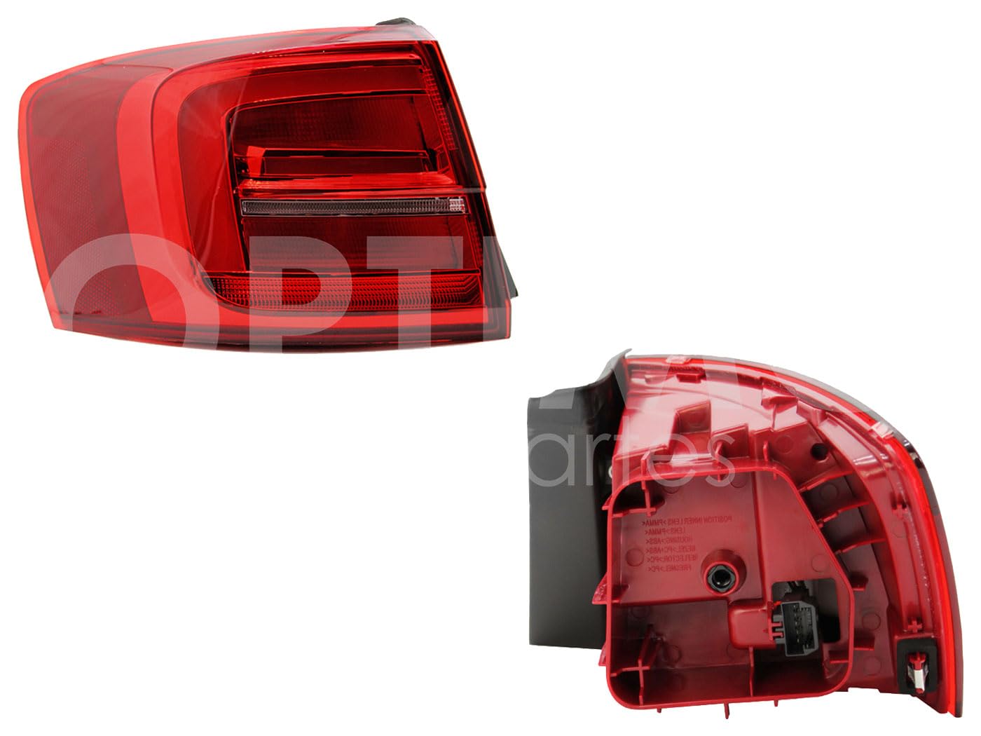 Calavera Izquierda Exterior Compatible con JETTA A6 GLI 2015 2016 2017 2018 S/ARNES C/LED CLARA (ROJO/BLANCO)