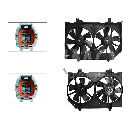 Moto Ventilador Compatible con XTRAIL 2.5L 2001 2002 2003 2004 2005 2006 2007 C/AIRE > Con Tolva > Sin Resistencia 4PIN (2ASPAS)