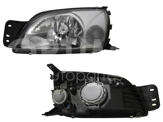 2001 - 2007  FORD FIESTA IKON FARO IZQ F/CROMADO C/CUARTO BLANCO C/BASE (FIESTA/COURIER 01-10)