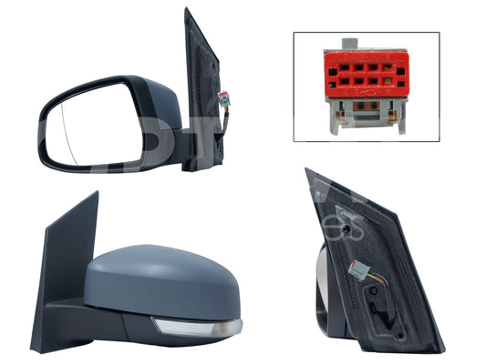 FORD FOCUS 2009 2010 2011 ESPEJO IZQ ELECT GRIS P/PINTAR C/LUZ DIRECCIONAL C/LUNA CÓNCAVA (5PINES)