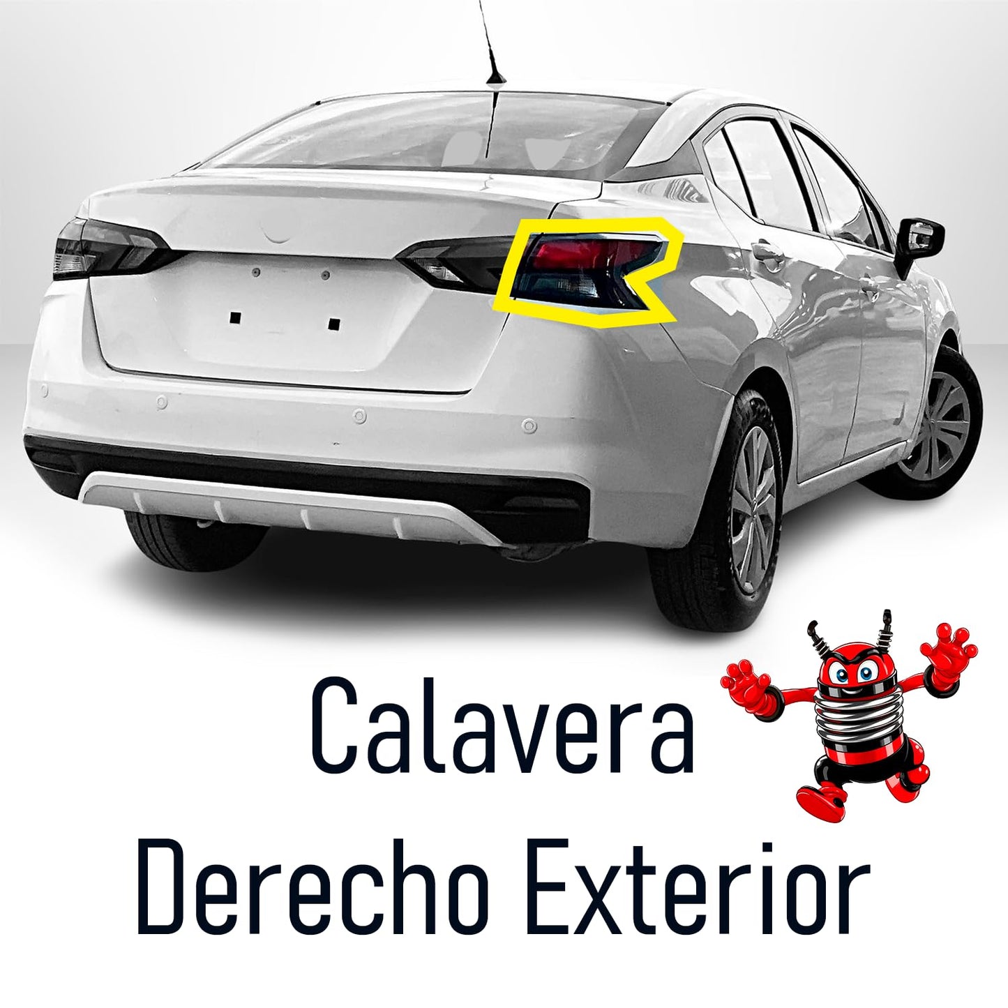 Calavera Derecha Exterior Compatible con Versa 2020 2021 2022 2023 2024 | Sin Arnes | Con Filo Oscuro | Rojo Blanco Rojo