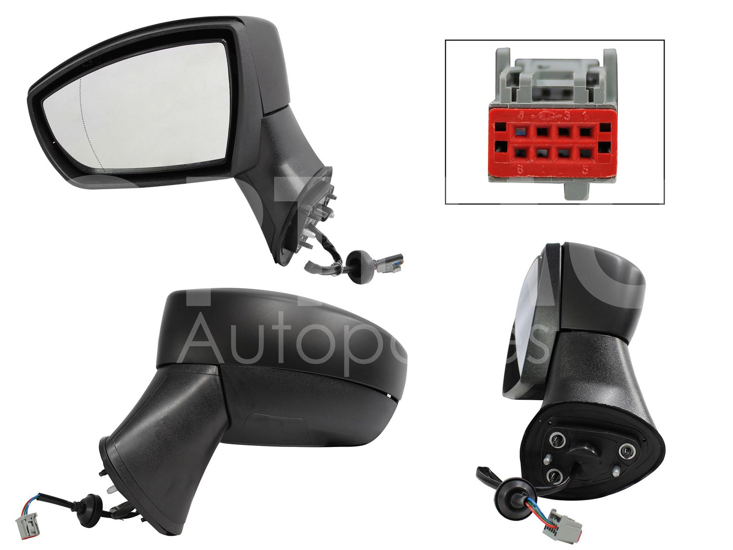 FORD ECOSPORT 2013 2014 2015 2016 2017 ESPEJO IZQ ELECT NEGRO P/PINTAR (3PINES)