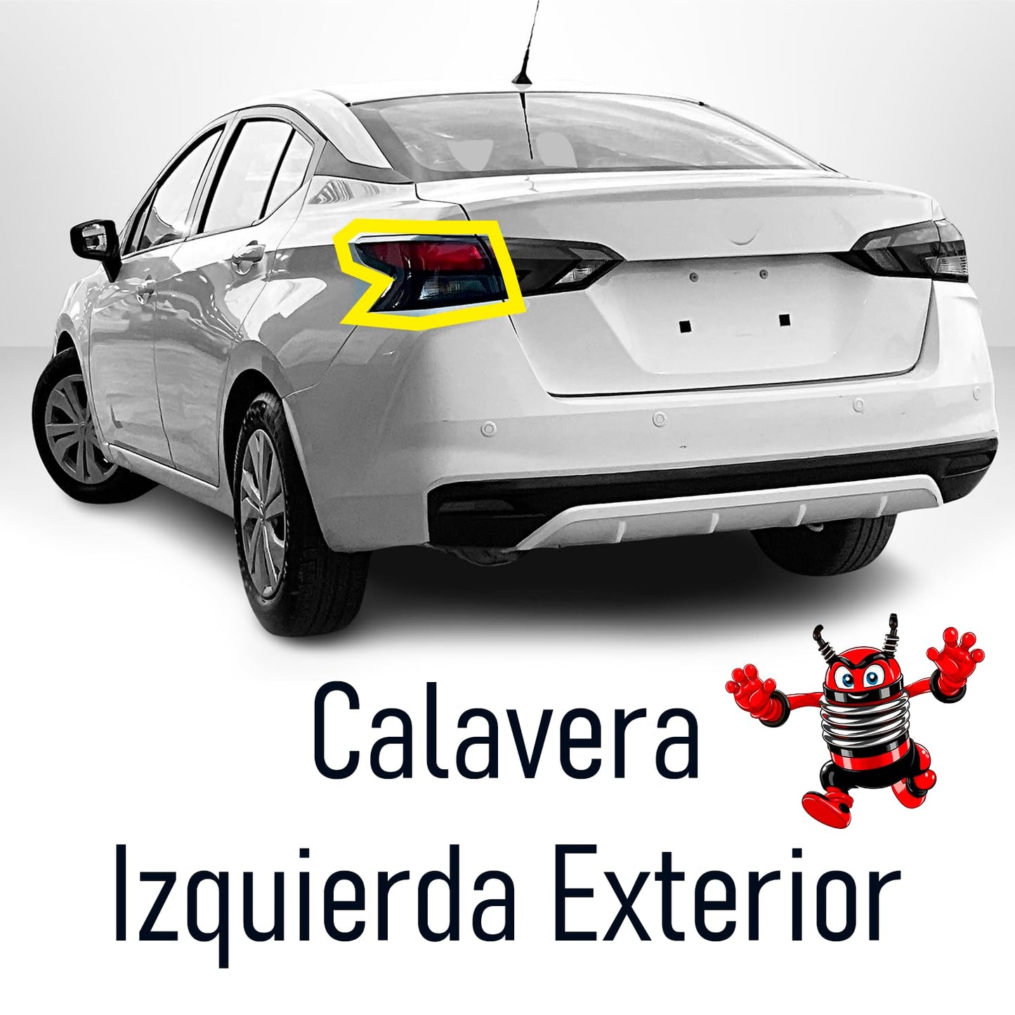 Calavera Izquierda Exterior Compatible con Versa 2020 2021 2022 2023 2024 | Sin Arnes | Con Filo Oscuro | Rojo Blanco Rojo