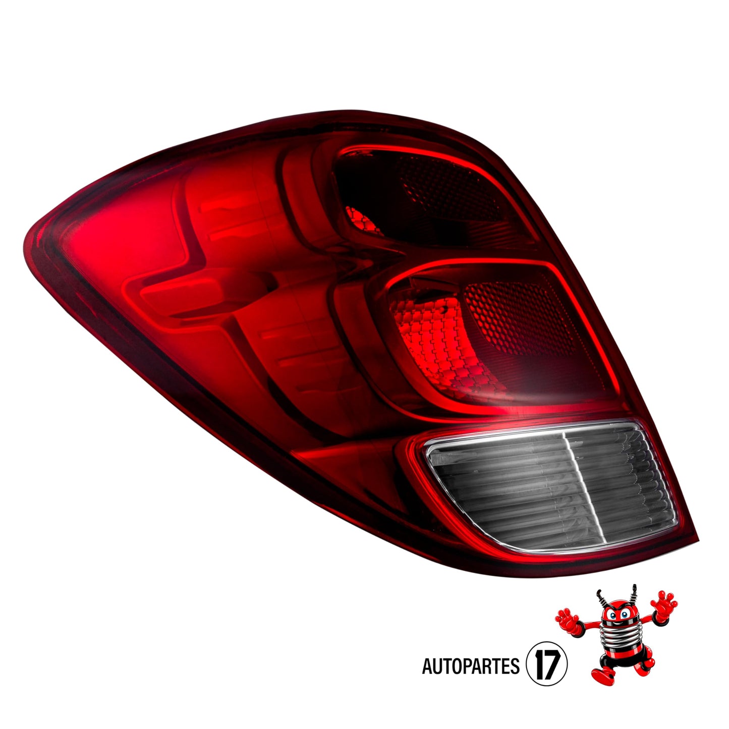 Calavera Izquierda compatible con Beat Sedan 4 Puertas 2018 2019 2020 2021 | Sin Arnes | Color Rojo y Blanco |