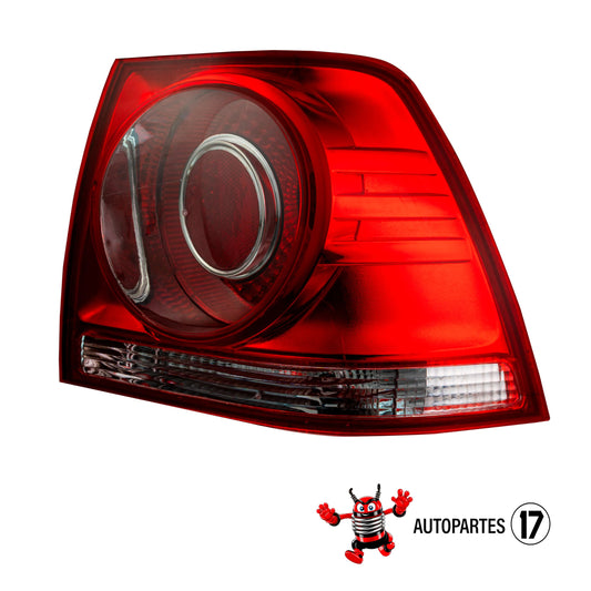 Calavera Derecha Exterior sin Arnes Clara Compatible con VW Jetta Clasico 2008 2009 2010 2011 2012 2013 2014 2015 > Rojo Blanco
