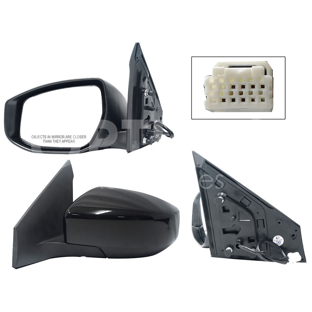 NISSAN SENTRA B-17 2013 2014 2015 2016 2017 2018 2019 2020 ESPEJO IZQ ELECT NEGRO P/PINTAR (3PINES)