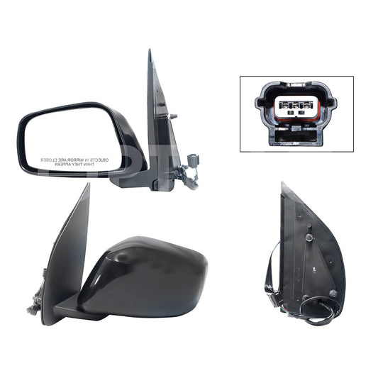 NISSAN FRONTIER PRO-4X 2005 2006 2007 2008 2009 2010 2011 2012 2013 2014 2015 2016 2017 2018 2019 ESPEJO IZQ ELECT NEGRO P/PINTAR (3PINES) (X-TERRA 05-08/PATHFINDER 05-12)