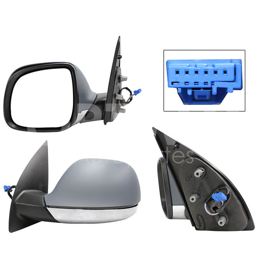 VOLKSWAGEN AMAROK 2010 2011 2012 2013 2014 2015 2016 2017 2018 2019 2020 2021 2022 2023 ESPEJO IZQ ELECT GRIS C/CROMO P/PINTAR C/DESEMPAÑANTE (5PINES)