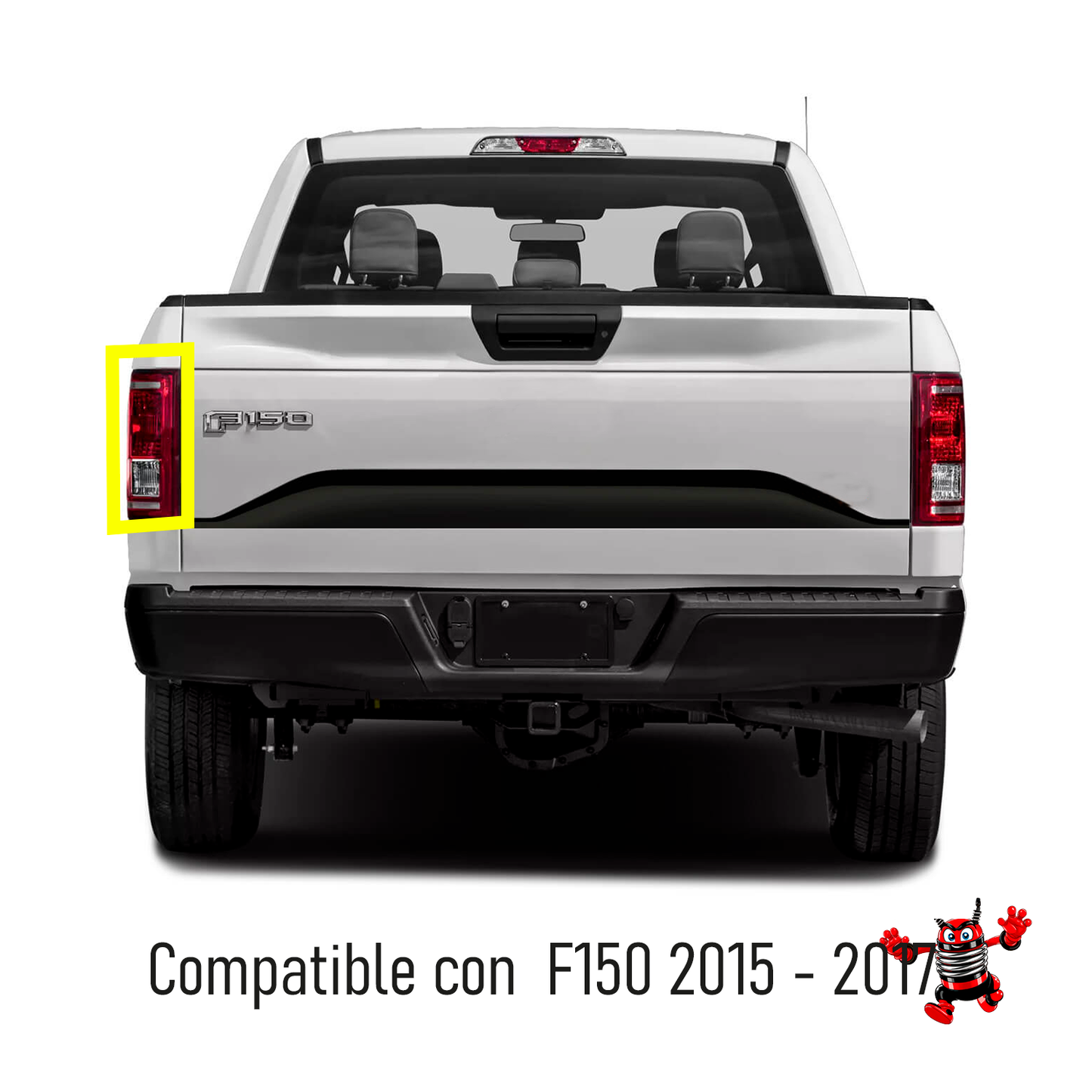 Calavera Izquierda Compatible con F-150 2015-2017 S/ARNES (BLANCO/ROJO/BLANCO)