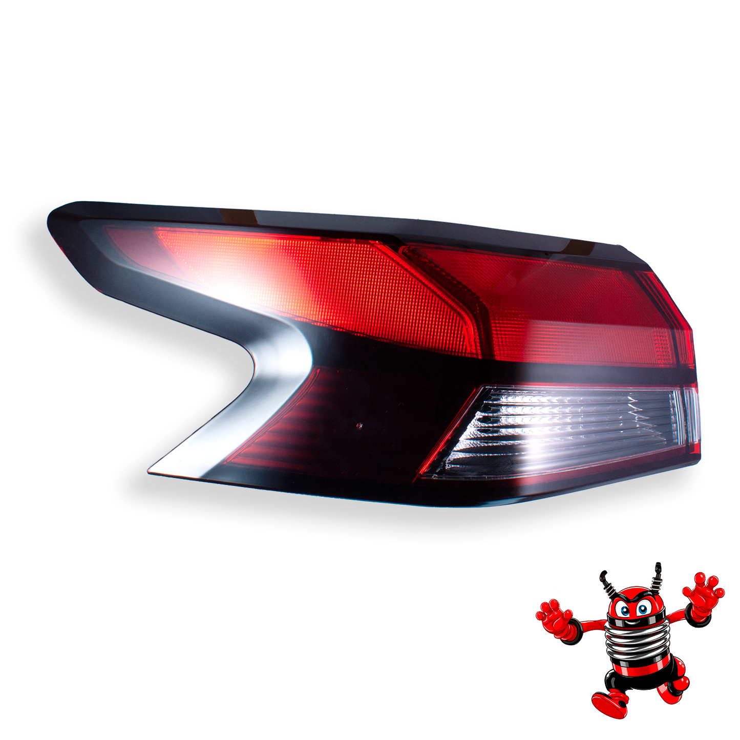 Calavera Izquierda Exterior Compatible con Versa 2020 2021 2022 2023 2024 | Sin Arnes | Con Filo Oscuro | Rojo Blanco Rojo