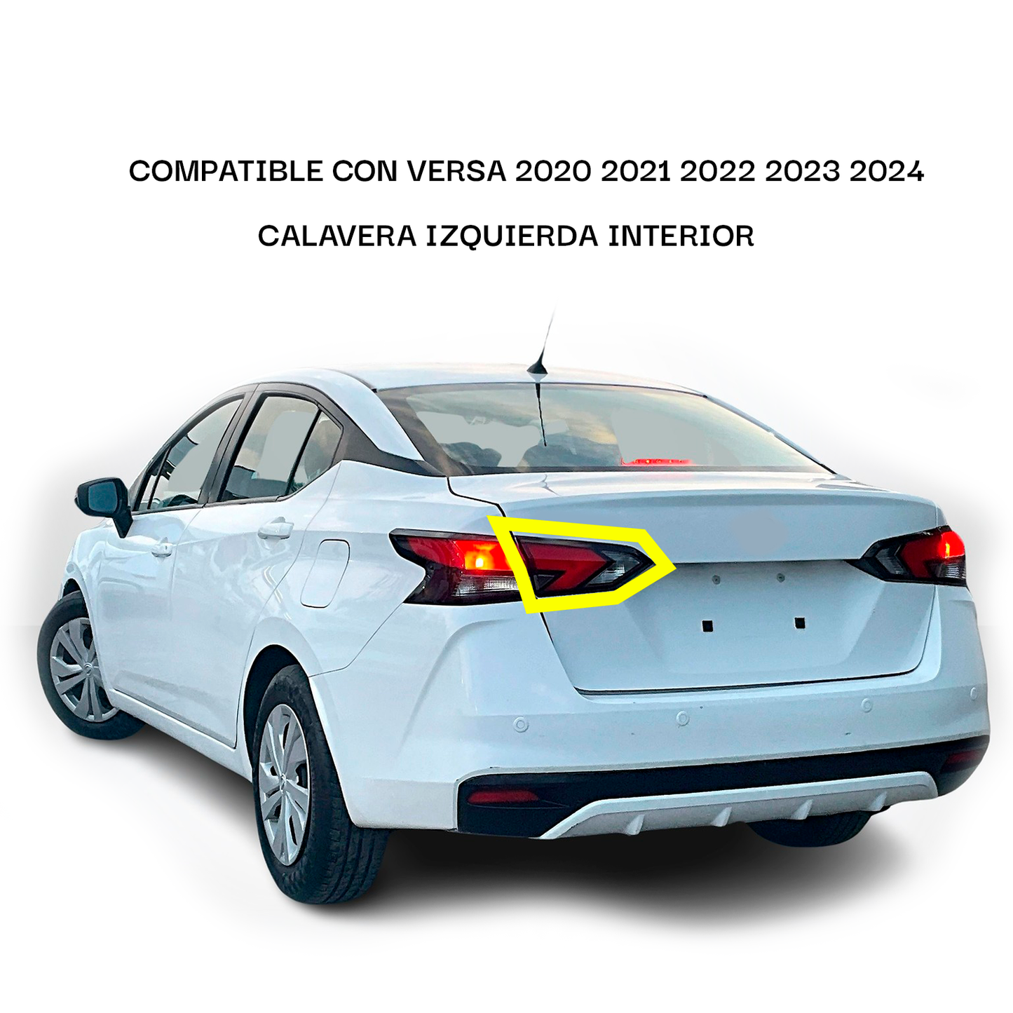 Calavera Izquierda Interior Compatible con Versa 2020 2021 2022 2023 2024 | Sin Arnes | Con Filo Oscuro | Rojo Blanco Rojo