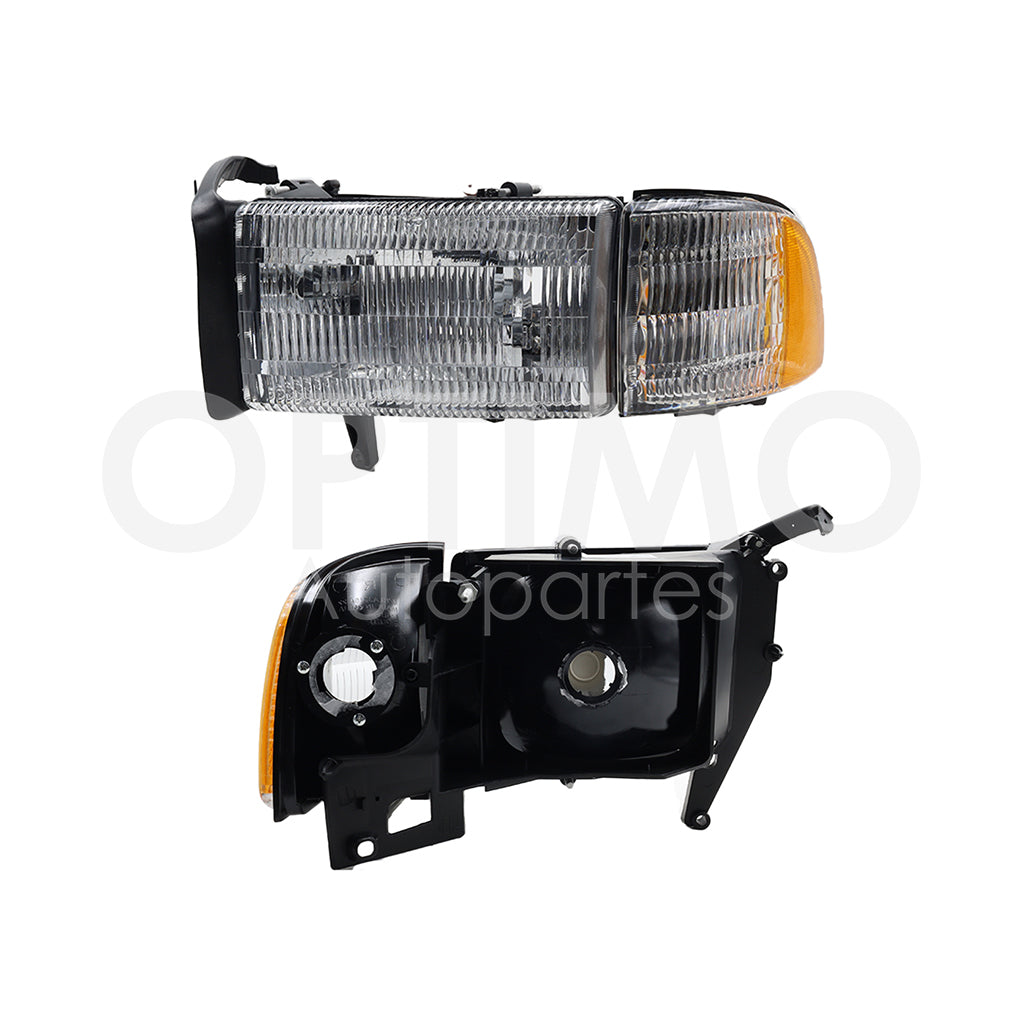 1994 - 2001  CHRYSLER / DODGE RAM 1500 FARO DER F/CROMADO C/CUARTO C/CARCAZA C/MICA AMBAR