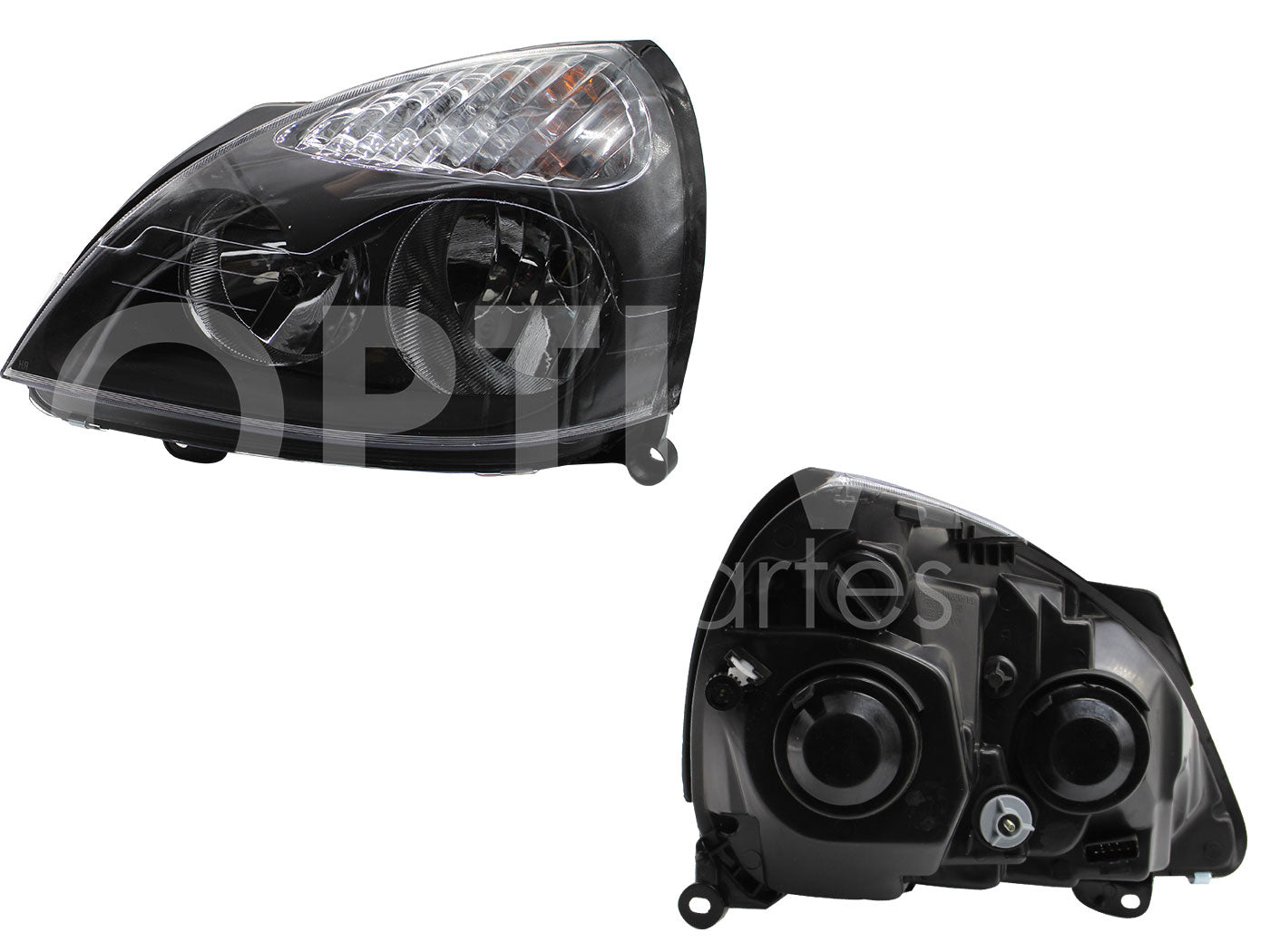 RENAULT CLIO 2002 2003 2004 2005 2006 2007 2008 2009 2010 FARO IZQ F/CROMADO CON NEGRO