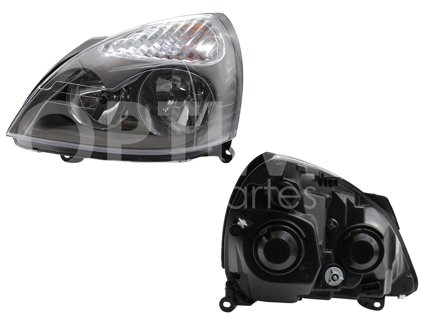 RENAULT CLIO 2002 2003 2004 2005 2006 2007 2008 2009 2010 FARO IZQ F/CROMADO CON GRIS