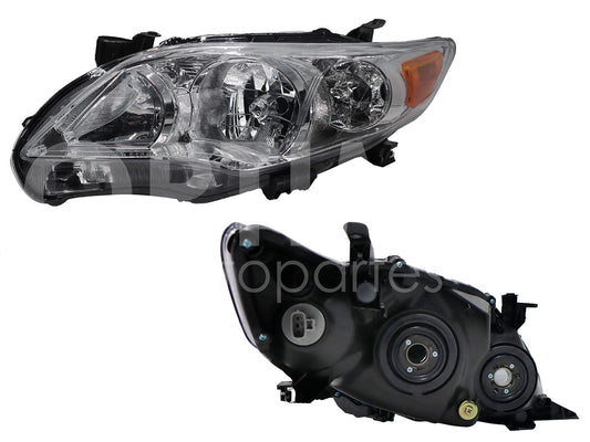 TOYOTA COROLLA 2011 2012 2013 FARO IZQ F/CROMADO C/MICA AMBAR