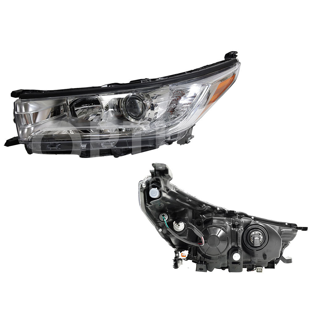 TOYOTA HIGHLANDER 2017 2018 2019 FARO IZQ F/CROMADO C/LUPA S/DRL C/MICA AMBAR (VERSION LE-XLE)