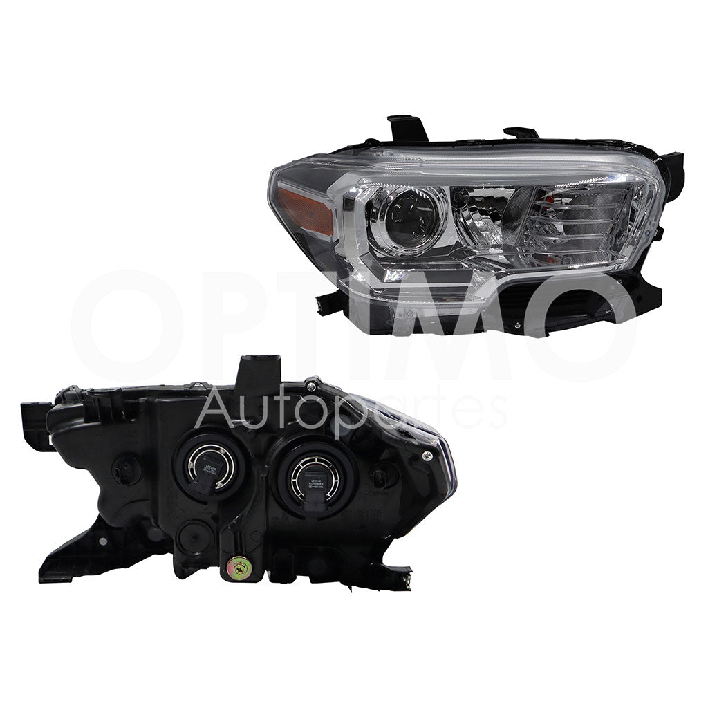 TOYOTA TACOMA 2019 2020 2021 2022 2023 FARO DER F/CROMADO C/LUPA C/FILO CROMO Y NEGRO C/MICA AMBAR
